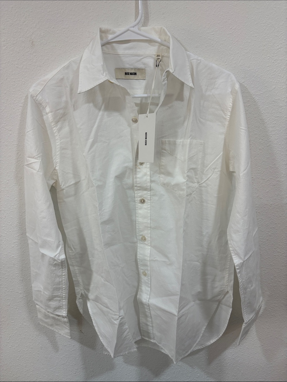 Buck Mason Women’s White Mainstay Cotton Shirt XS Long Sleeve NWT $148